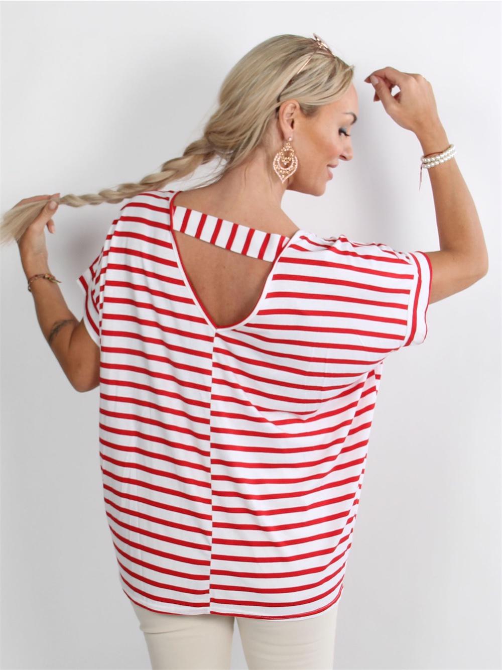 Elodie - Armygrøn t-shirt med lille V i ryggen